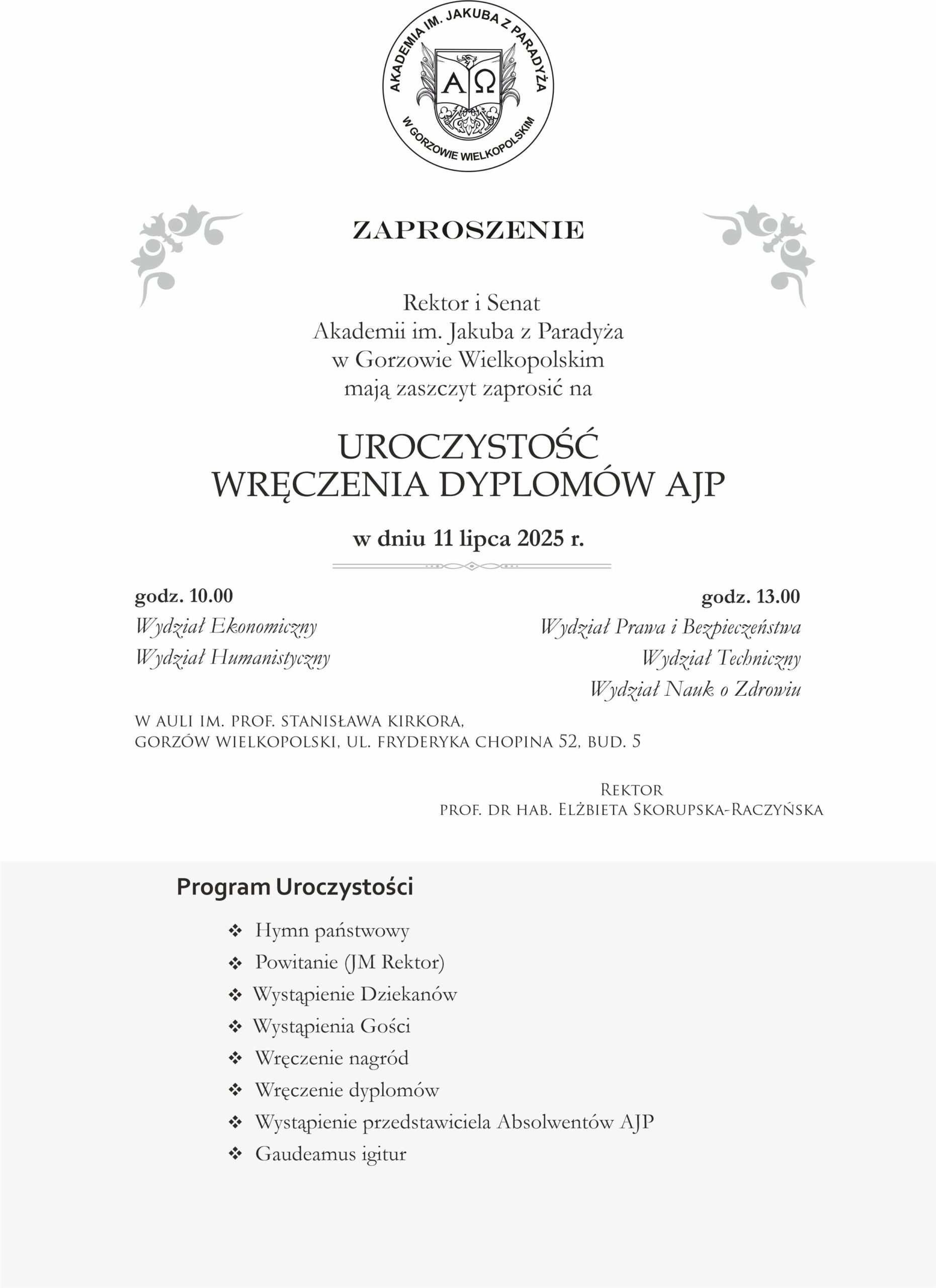 UROCZYSTOŚĆ WRĘCZENIA DYPLOMÓW AJP