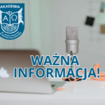 Grafika z mikrofonem i tekstem: ważna informacja