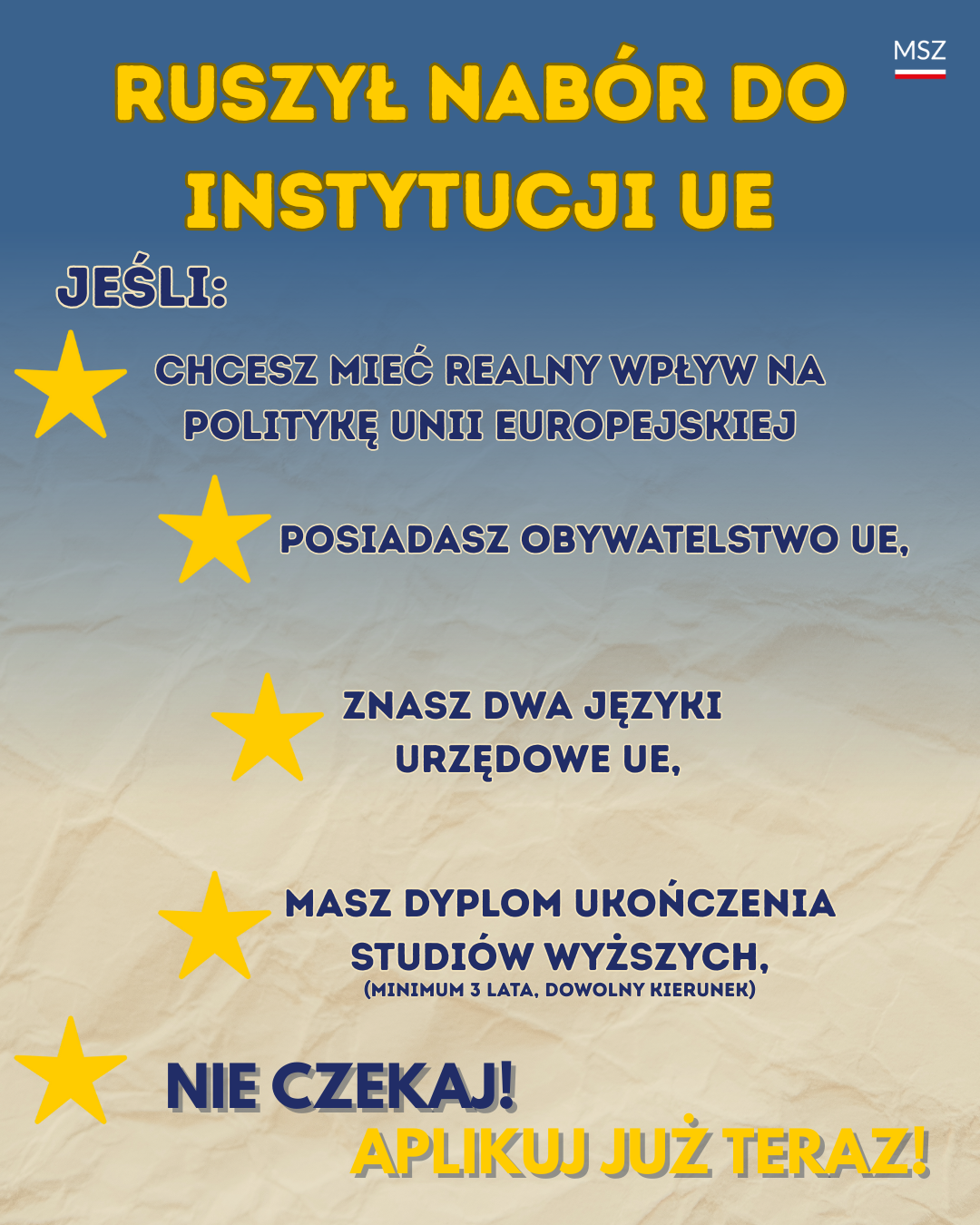 Plakat dot. pracy w instytucjach UE