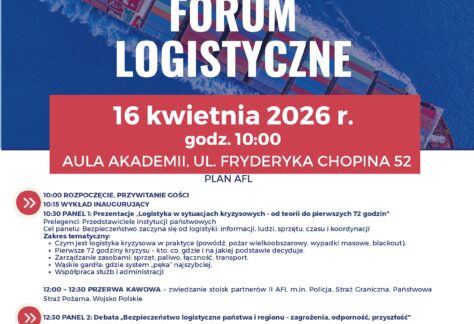 Plakat dotyczący II Akademickiego forum Logistycznego